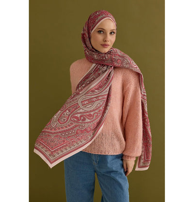 Modefa Shawl Pink Premium Viscose Hijab Shawl Ethnic Print - Pink