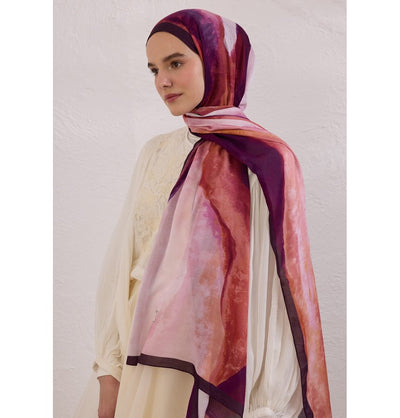 Modefa Shawl Plum Purple Rami Lightweight Hijab Shawl Color Waves - Plum Purple