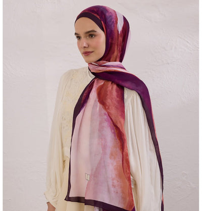 Modefa Shawl Plum Purple Rami Lightweight Hijab Shawl Color Waves - Plum Purple