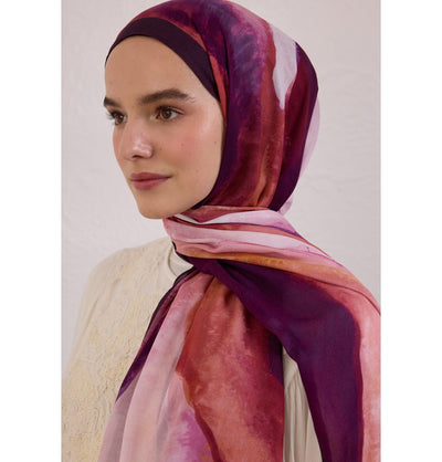 Modefa Shawl Plum Purple Rami Lightweight Hijab Shawl Color Waves - Plum Purple