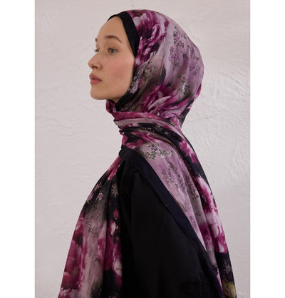 Modefa Shawl Plum Purple Rami Lightweight Hijab Shawl Vintage Rose - Plum Purple