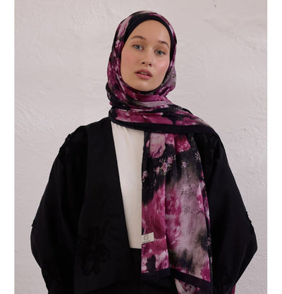 Modefa Shawl Plum Purple Rami Lightweight Hijab Shawl Vintage Rose - Plum Purple