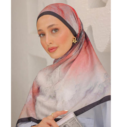 Modefa Shawl Pomegrante Red Dreamy Color Cotton Blend Patterned Shawl Hijab - Pomegrante Red