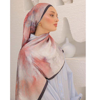 Modefa Shawl Pomegrante Red Dreamy Color Cotton Blend Patterned Shawl Hijab - Pomegrante Red