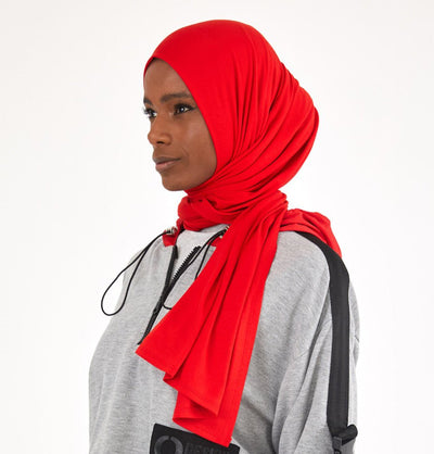 Modefa Shawl Red Soft Jersey Shawl Hijab - Red