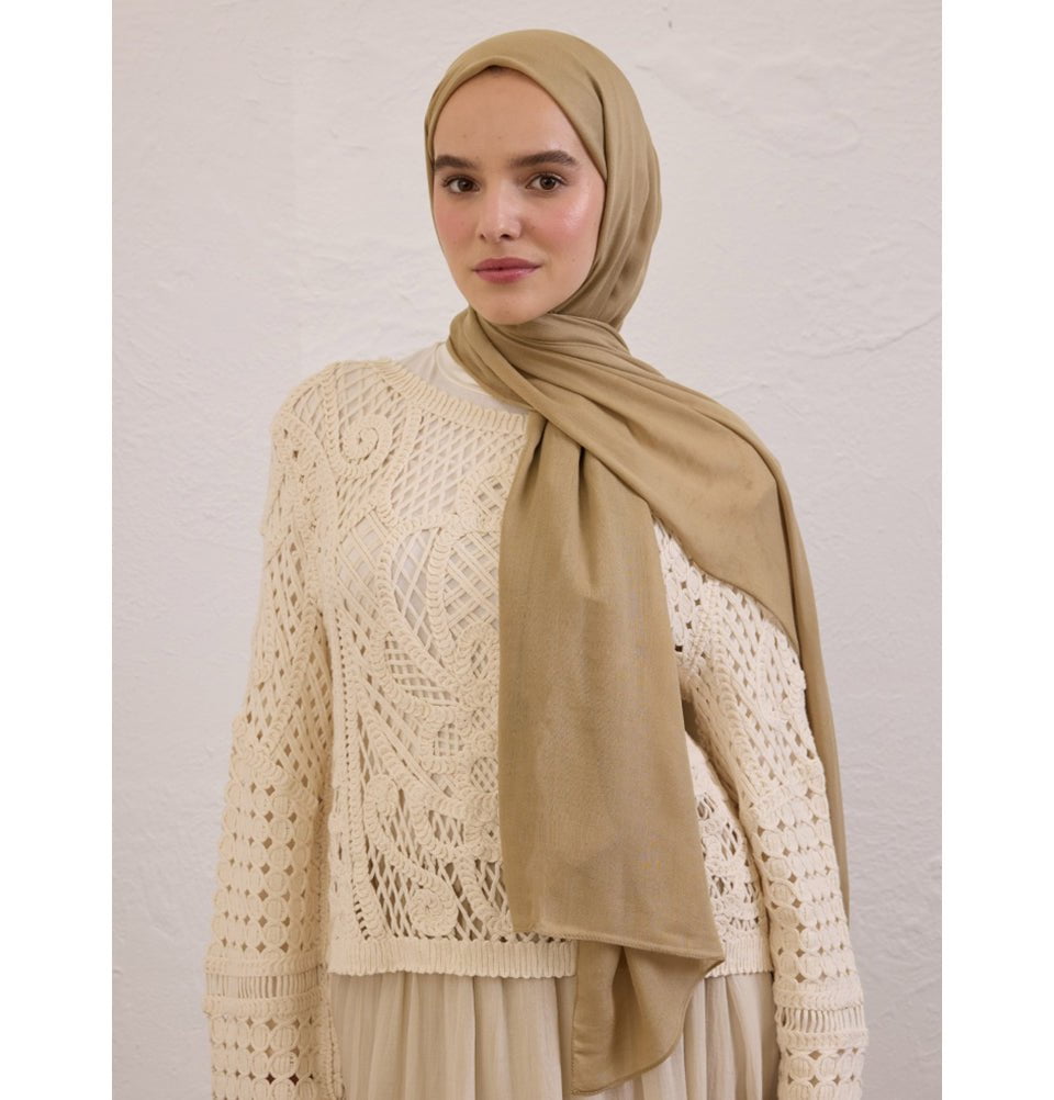 Modefa Shawl Safari Yellow Everyday Basic Soft Viscose Shawl Hijab - Safari Brown
