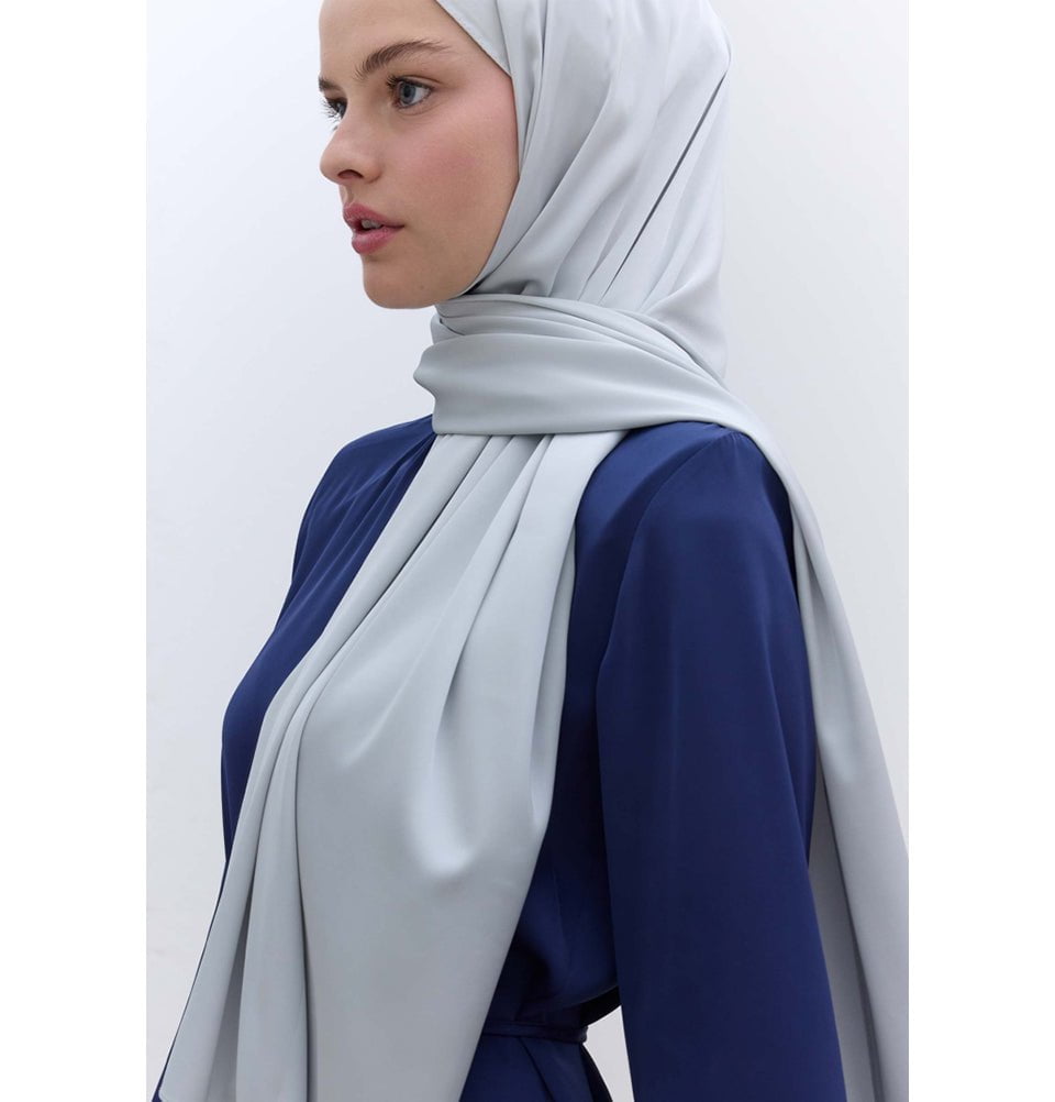 Modefa Shawl Silver Satin Elegance Shawl Hijab - Silver