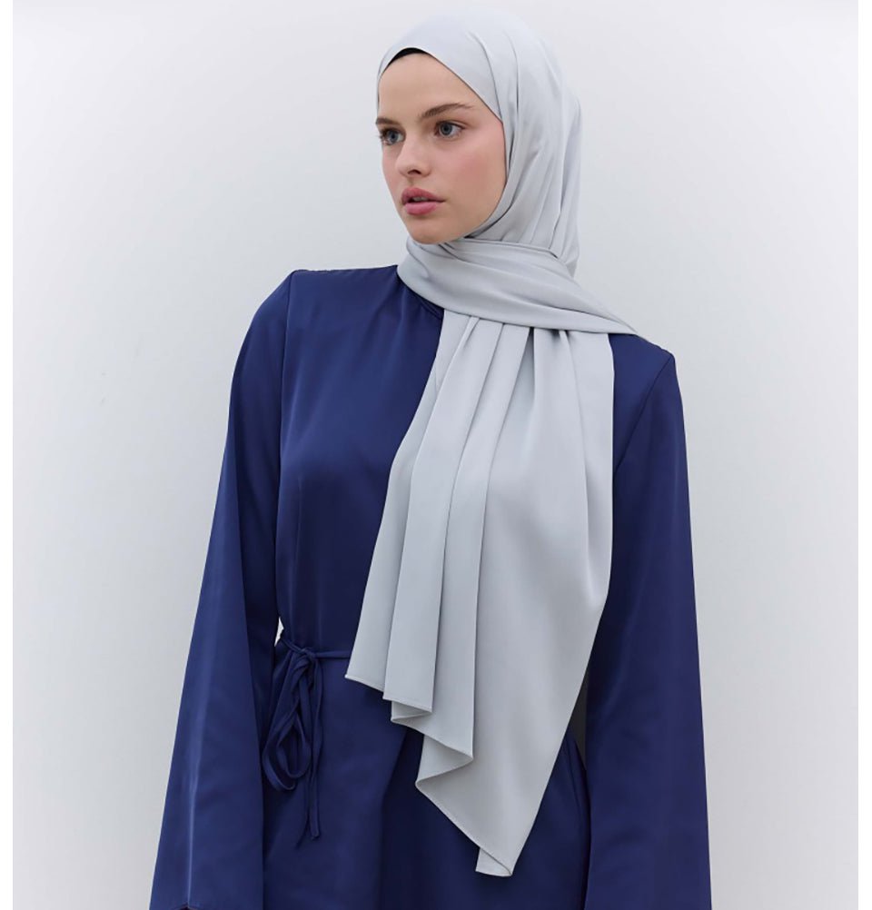 Modefa Shawl Silver Satin Elegance Shawl Hijab - Silver