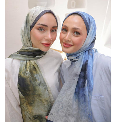 Modefa Shawl Sky Blue Dreamy Color Cotton Silk Patterned Shawl Hijab - Sky Blue