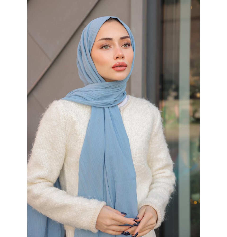 Modefa Shawl Sky Blue Premium Knit Cotton Hijab Shawl - Sky Blue