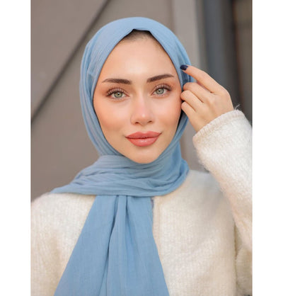 Modefa Shawl Sky Blue Premium Knit Cotton Hijab Shawl - Sky Blue
