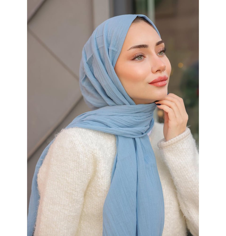 Modefa Shawl Sky Blue Premium Knit Cotton Hijab Shawl - Sky Blue