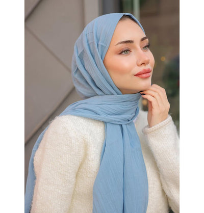 Modefa Shawl Sky Blue Premium Knit Cotton Hijab Shawl - Sky Blue