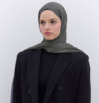 Modefa Shawl Smokey Grey Satin Elegance Shawl Hijab - Smokey Grey