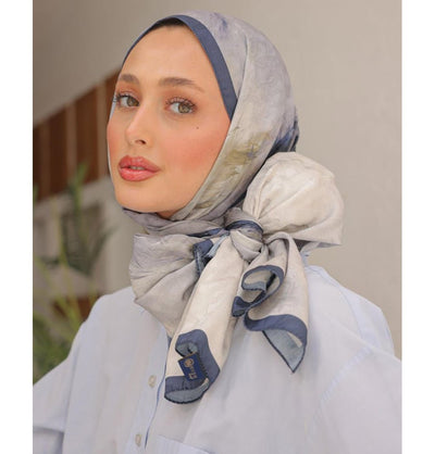 Modefa Shawl Stone Blue Dreamy Color Cotton Blend Patterned Shawl Hijab - Stone Blue