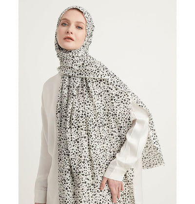Modefa Shawl White Ditsy Floral Crinkle Hijab Shawl - White