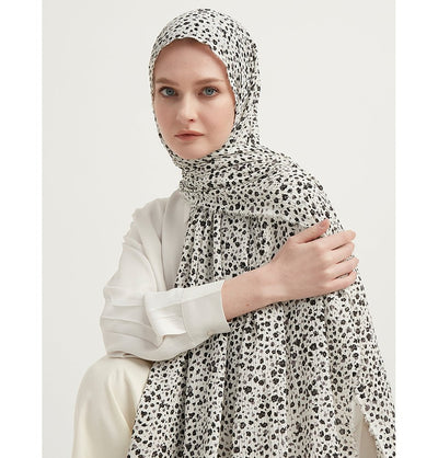 Modefa Shawl White Ditsy Floral Crinkle Hijab Shawl - White