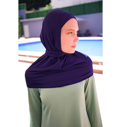 Modefa Shawl Women's Swim Cap Bonnet Hijab - MB2397 Navy Blue