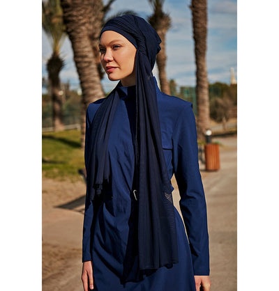 Modefa Shawl Women's Swim Cap Shawl Hijab - MB2402 Navy Blue