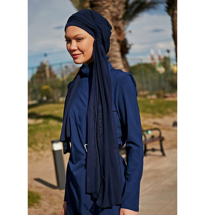 Modefa Shawl Women's Swim Cap Shawl Hijab - MB2402 Navy Blue