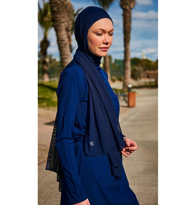 Modefa Shawl Women's Swim Cap Shawl Hijab - MB2402 Navy Blue