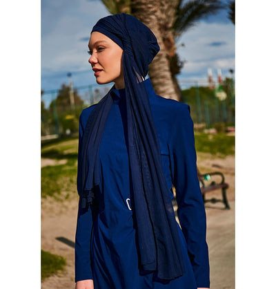 Modefa Shawl Women's Swim Cap Shawl Hijab - MB2402 Navy Blue