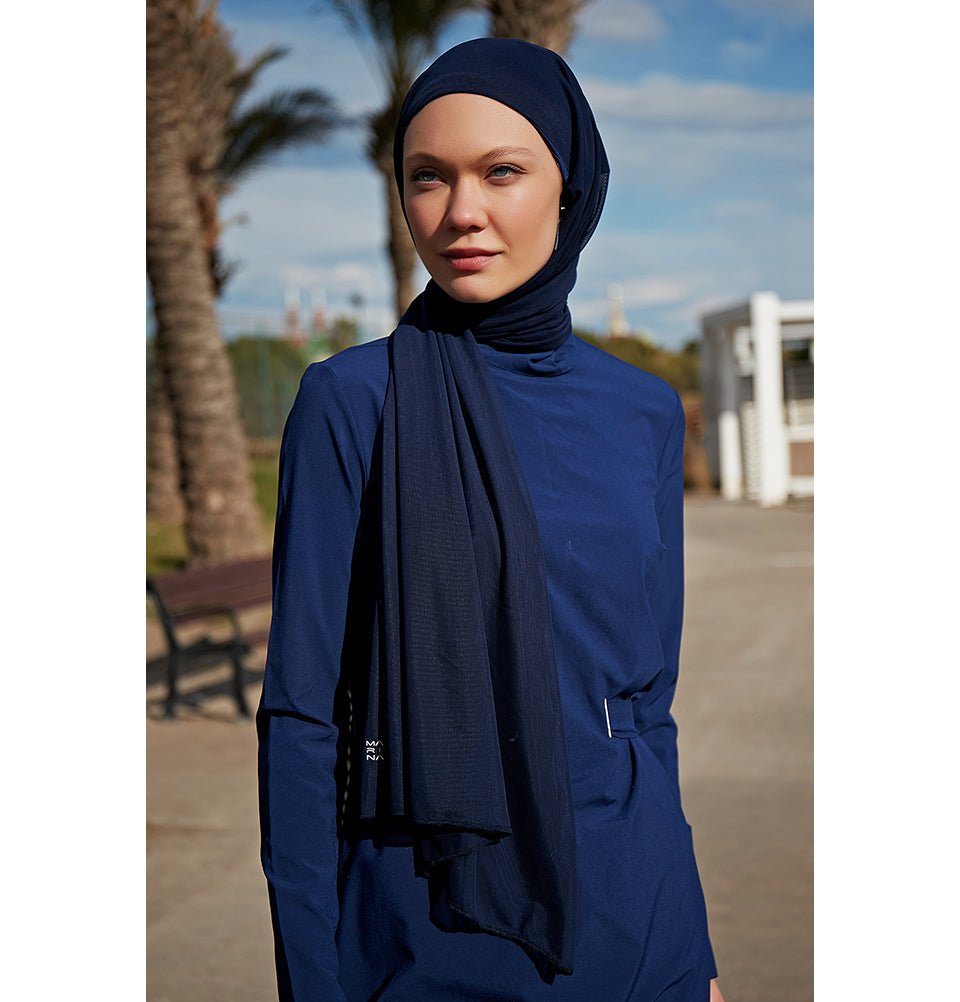 Modefa Shawl Women's Swim Cap Shawl Hijab - MB2402 Navy Blue