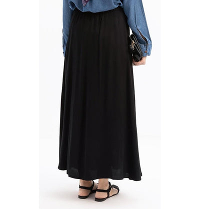 Modefa Skirt Modern Muslim Women's Casual Viscose A-Line Skirt - Black