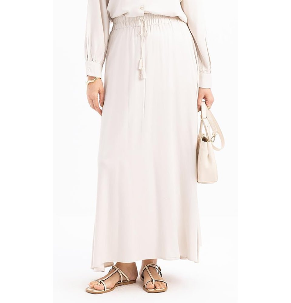 Modefa Skirt Modern Muslim Women's Casual Viscose A-Line Skirt - M62080 Stone Beige
