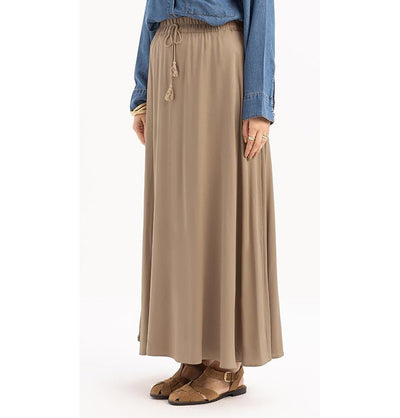 Modefa Skirt Modern Muslim Women's Casual Viscose A-Line Skirt - Mink