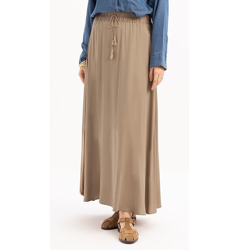 Modefa Skirt Modern Muslim Women's Casual Viscose A-Line Skirt - Mink