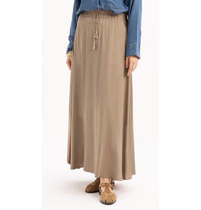 Modefa Skirt Modern Muslim Women's Casual Viscose A-Line Skirt - Mink