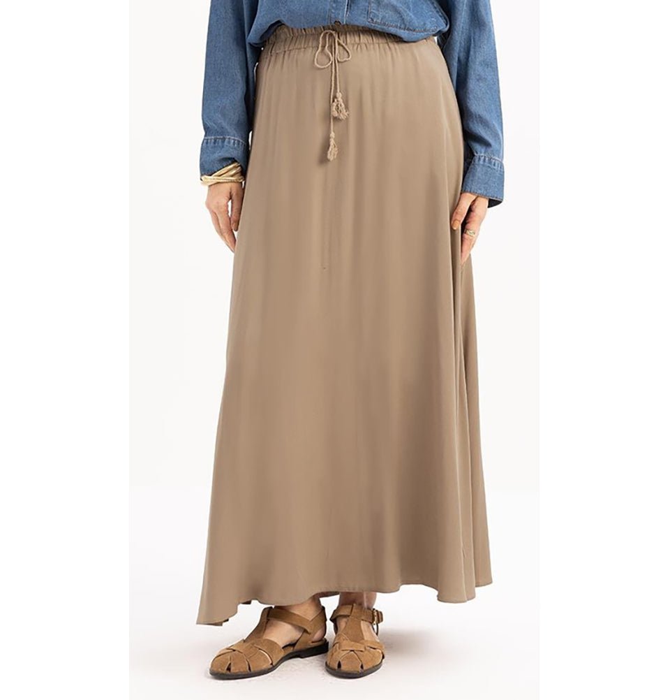 Modefa Skirt Modern Muslim Women's Casual Viscose A-Line Skirt - Mink