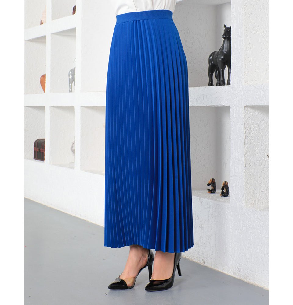 Modefa Skirt Modest Muslim Women’s Classic Pleated Skirt - 8940 Blue