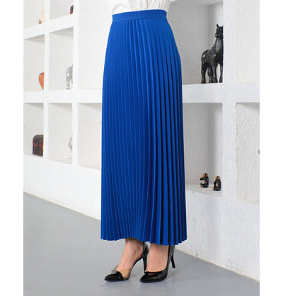 Modefa Skirt Modest Muslim Women’s Classic Pleated Skirt - 8940 Blue