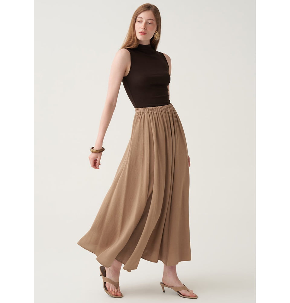 Modest Women's Cotton Blend Flared Skirt - 62073 Mink