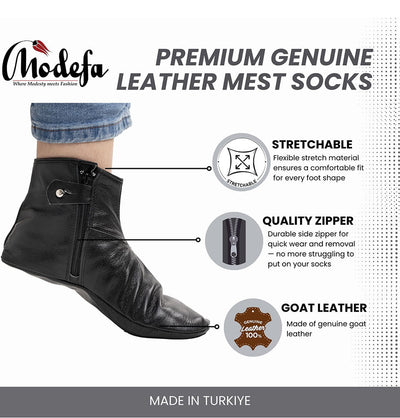 Modefa Socks Men's Islamic Mest Goat Leather Socks Slippers - Thin