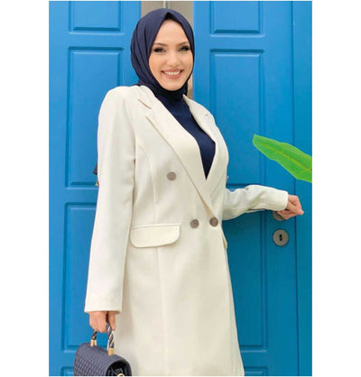 Modefa Suit Modefa Modest Women's Relaxed Fit Blazer with Pants - Ivory
