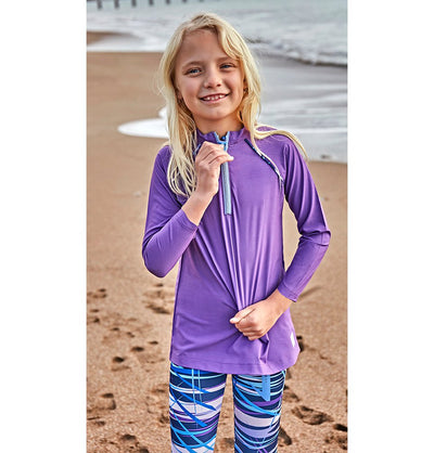 Modefa Swimsuit Girl's Modest Swimsuit - K2405 - Purple/Blue
