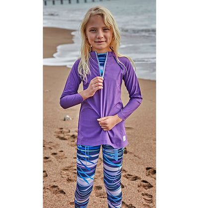 Modefa Swimsuit Girl's Modest Swimsuit - K2405 - Purple/Blue