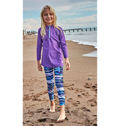 Modefa Swimsuit Girl's Modest Swimsuit - K2405 - Purple/Blue
