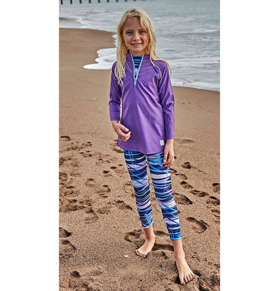 Modefa Swimsuit Girl's Modest Swimsuit - K2405 - Purple/Blue
