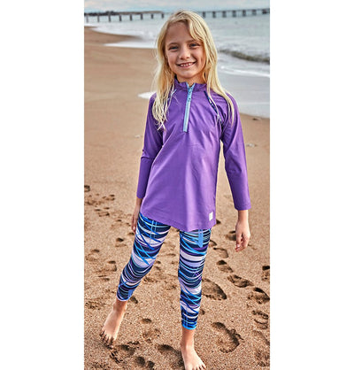 Modefa Swimsuit Girl's Modest Swimsuit - K2405 - Purple/Blue