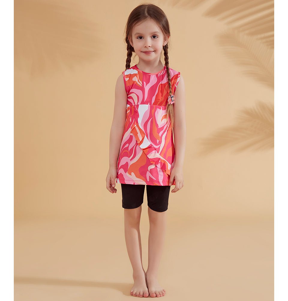 Modefa Swimsuit Kid's Modest Swimsuit - K2322 Retro Pink