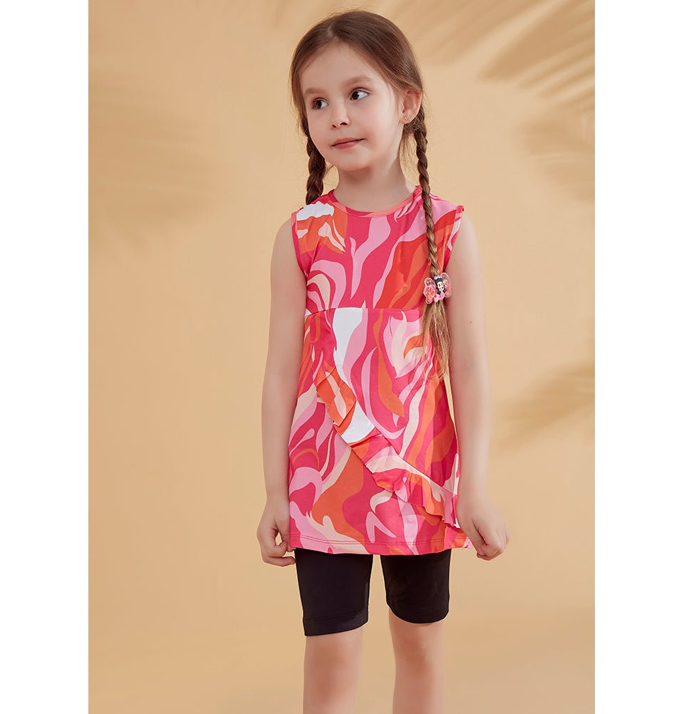 Modefa Swimsuit Kid's Modest Swimsuit - K2322 Retro Pink