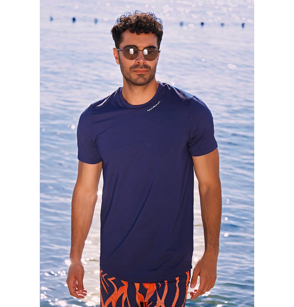 Modefa Swimsuit Men's Modest Swim Shirt - T2343 Blue