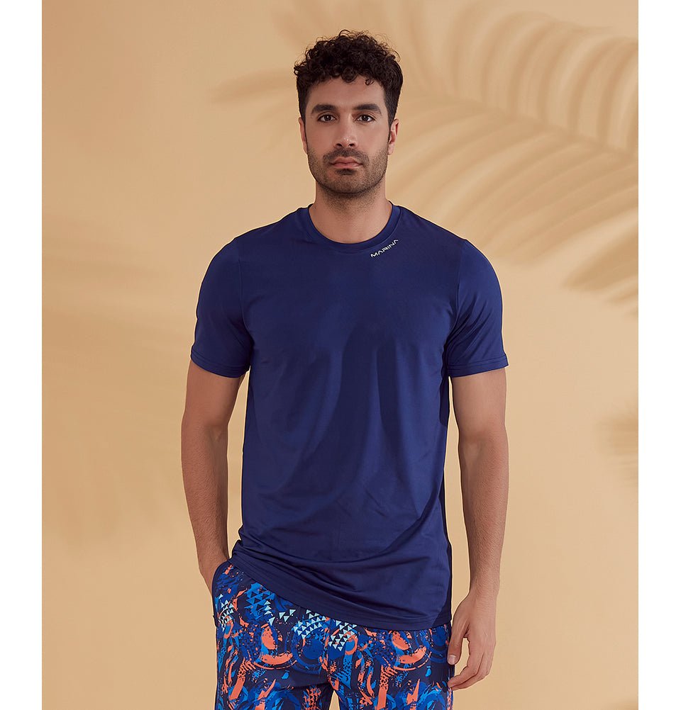 Modefa Swimsuit Men's Modest Swim Shirt - T2343 Blue
