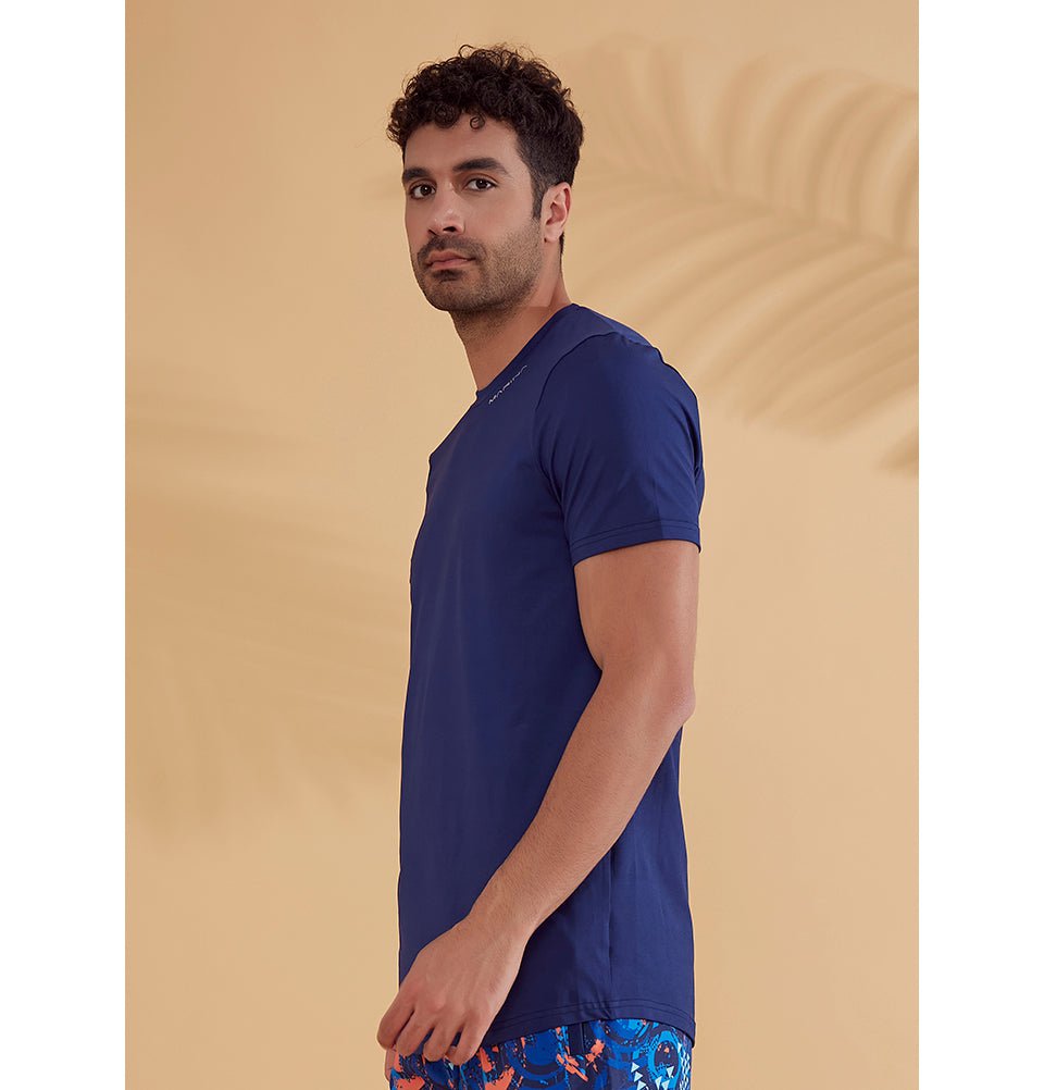 Modefa Swimsuit Men's Modest Swim Shirt - T2343 Blue