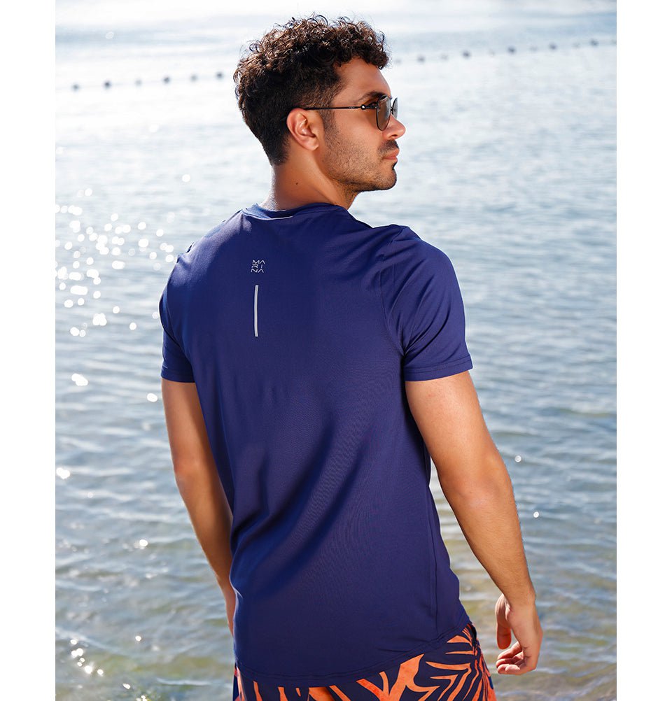 Modefa Swimsuit Men's Modest Swim Shirt - T2343 Blue