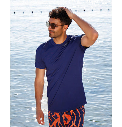 Modefa Swimsuit Men's Modest Swim Shirt - T2343 Blue